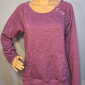 Roxy Heather Pink Long Sleeve Boat Neck Pullove Sweatshirt